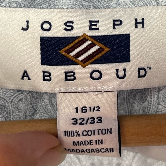 Joseph Abboud Non Iron Paisley Dress Shirt in Blue White Size 16 1/2‎ 32/33 - Picture 5 of 5